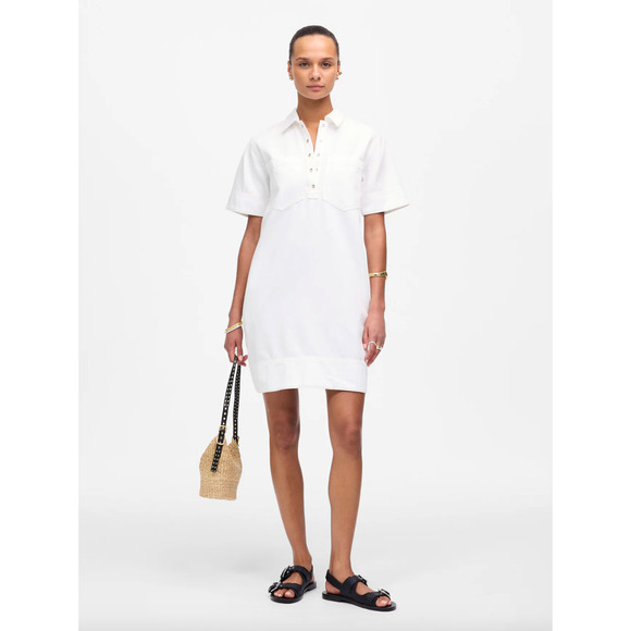 Madewell Dresses & Skirts - Madewell Denim Popover Dress Shift Pockets Casual Pure White Minimalist S NWT